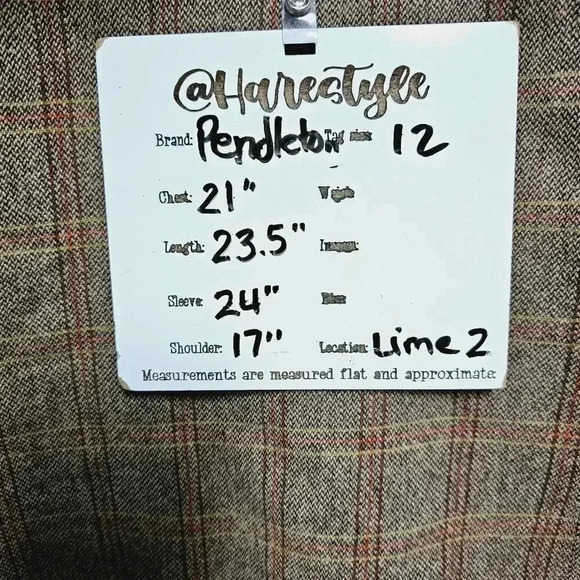 Pendleton 12 fits like an 8/10 wool blend brown plaid jacket - Picture 9 of 10